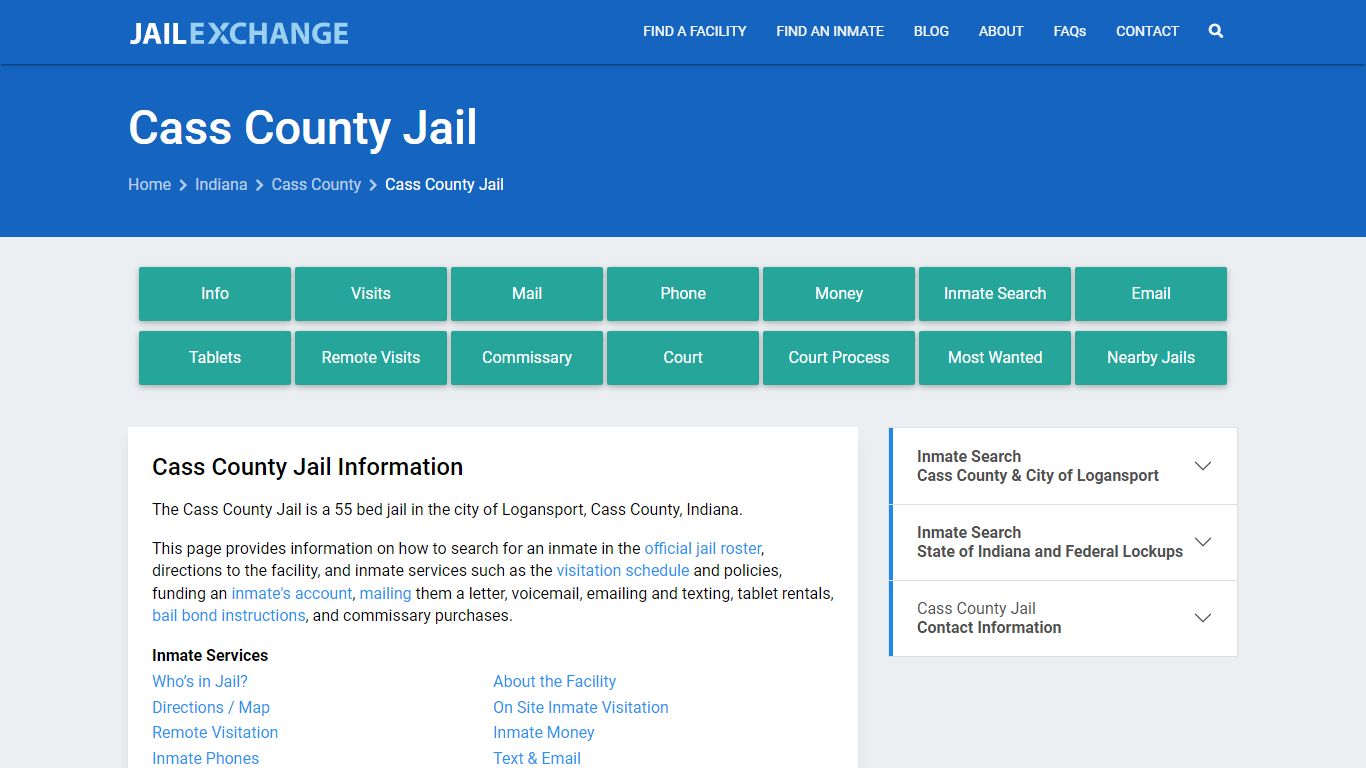 Cass County Jail, IN Inmate Search, Information - Jail Exchange